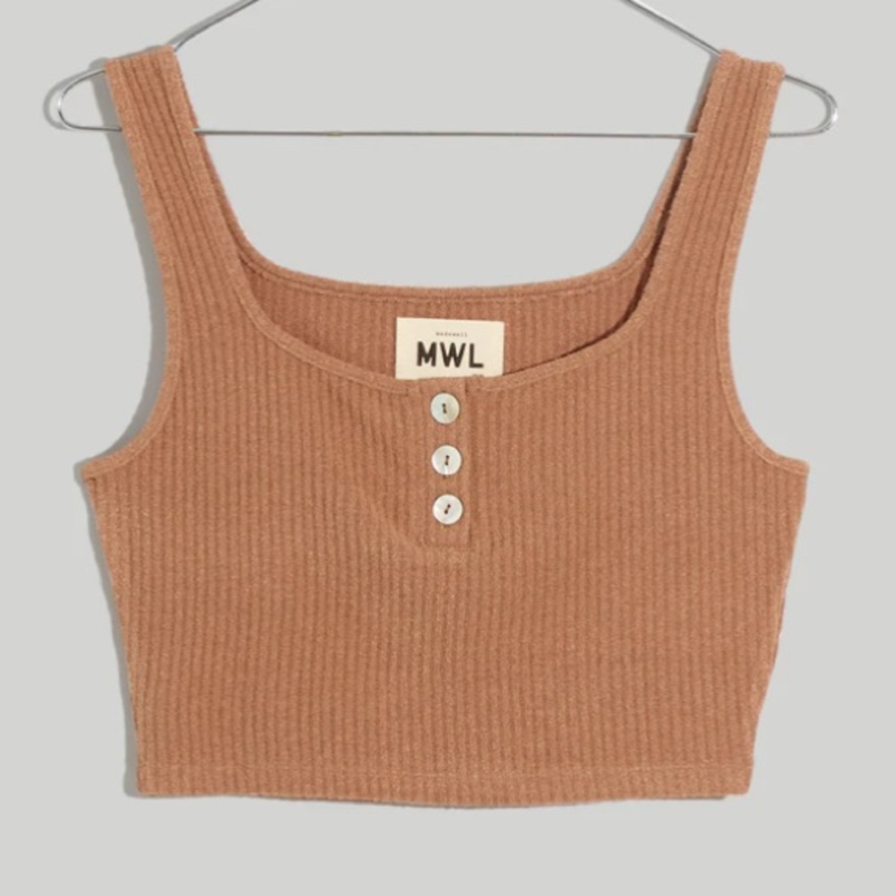 Madewell Women’s Ribbed Beachy Crop Tank in Color Faded Earth Brown Size Medium